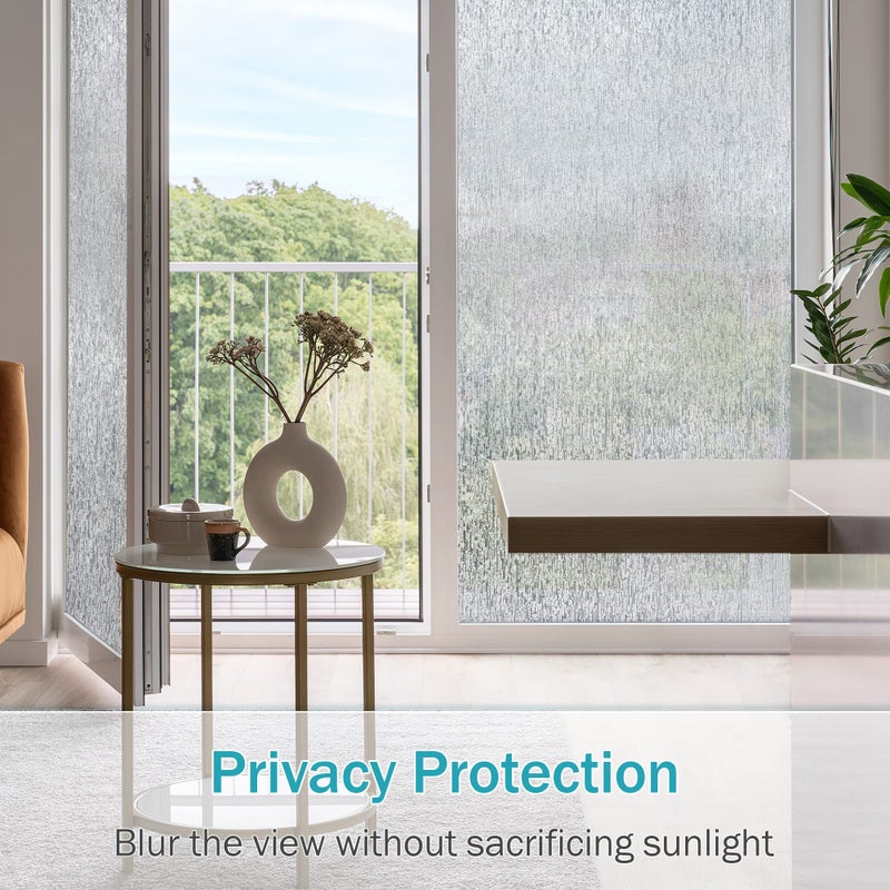 VELIMAX Rain Glass Window Film Privacy Static Window Clings Decorative Glass Sticker for Home Office Removable UV Protection Heat Control 35.4 x 78.7 inches - Image 4
